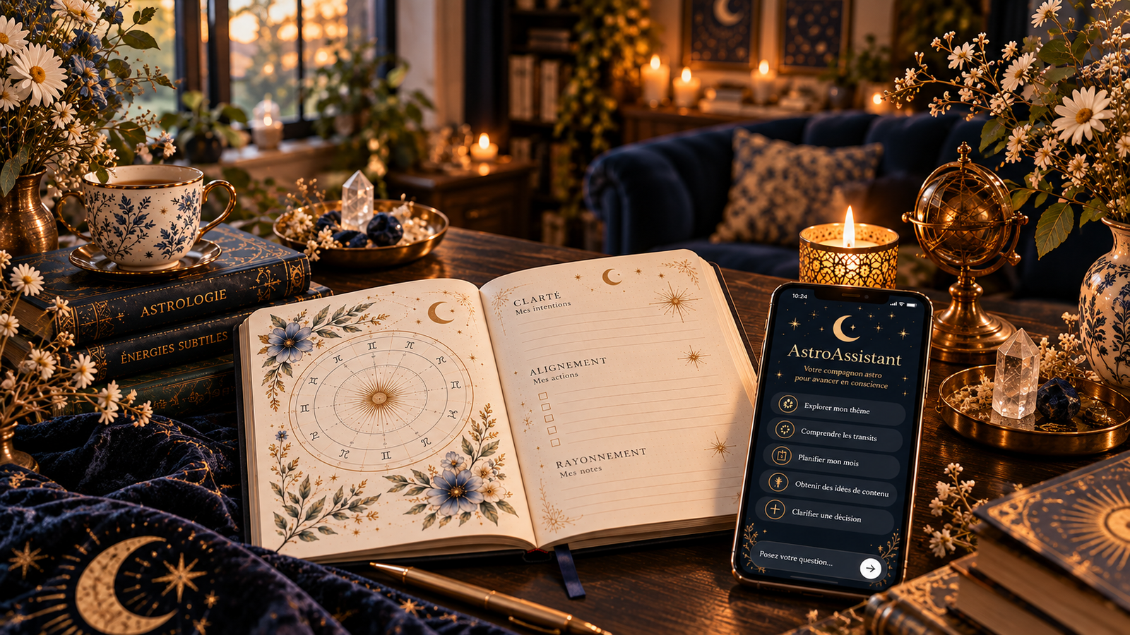 Bureau d'astrologie au clair de lune